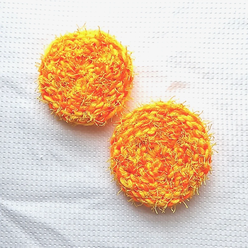 Eco-Friendly Variegated Yarn Kitchen Scrubber Set of 2 Orange Yellow